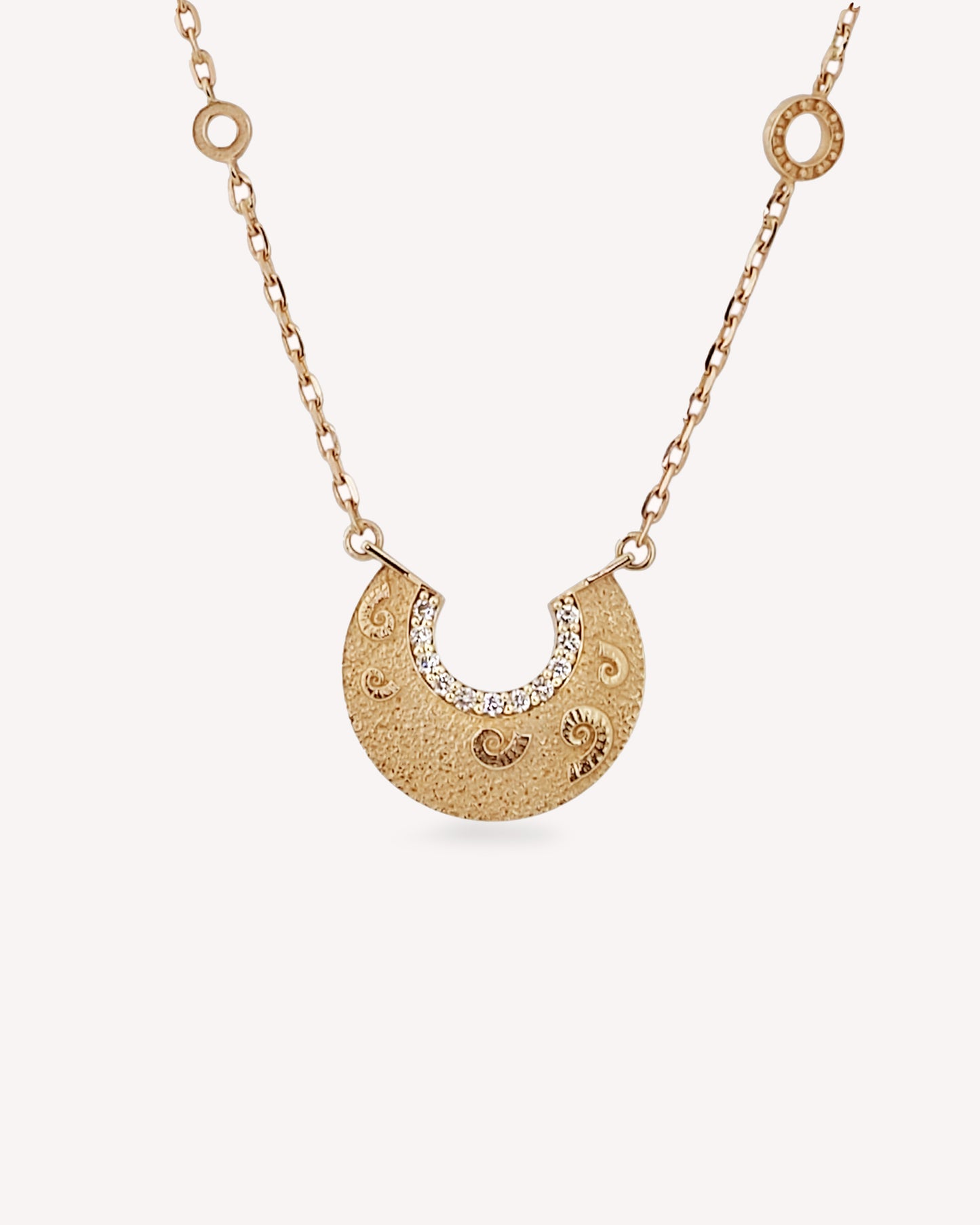 Shell Luna Necklace with Diamonds