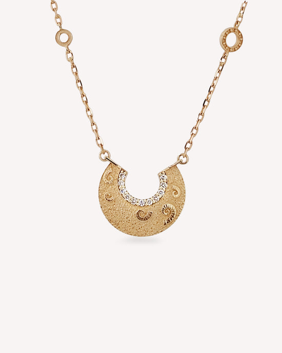 Shell Luna Necklace with Diamonds