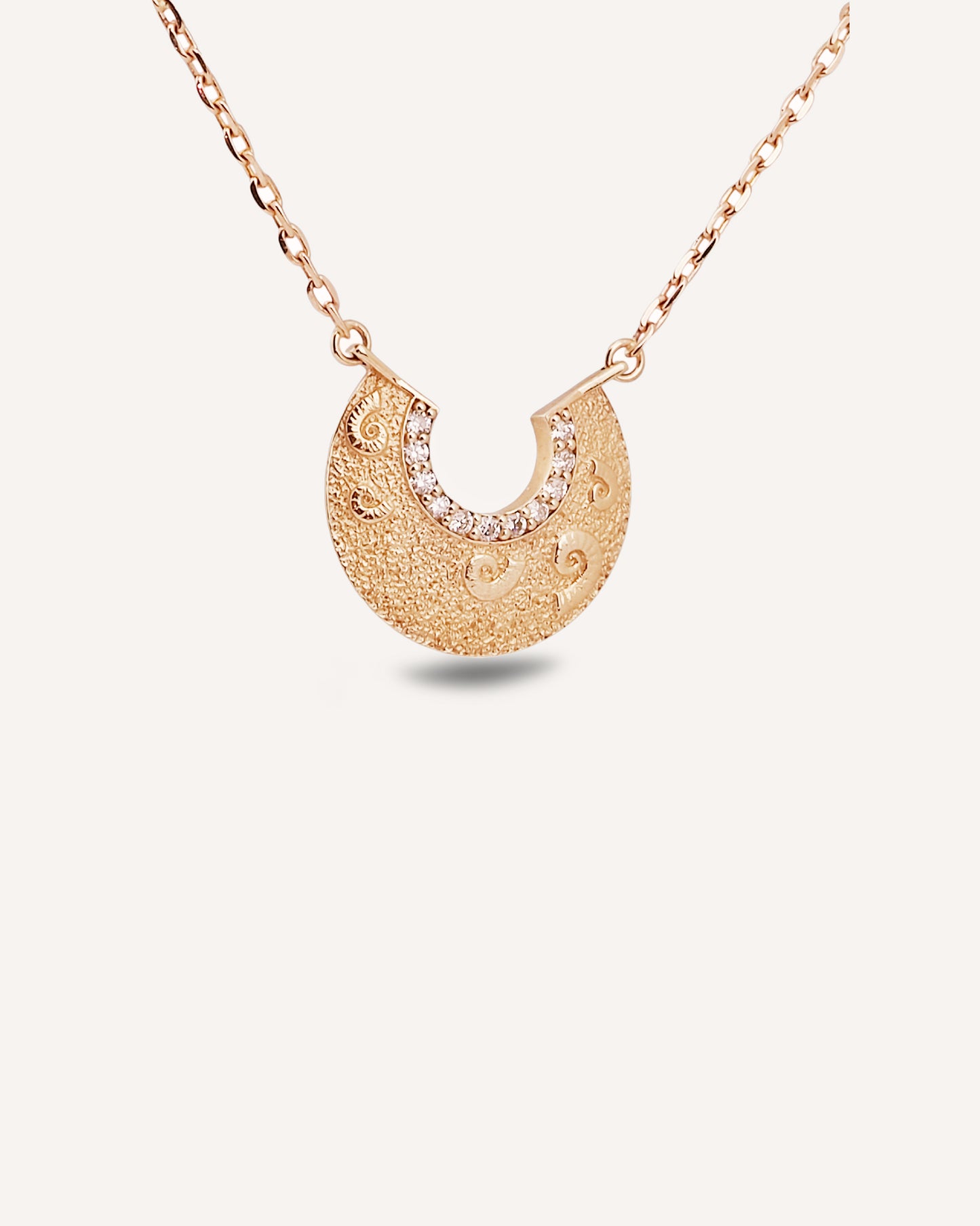 Shell Luna Necklace with Diamonds