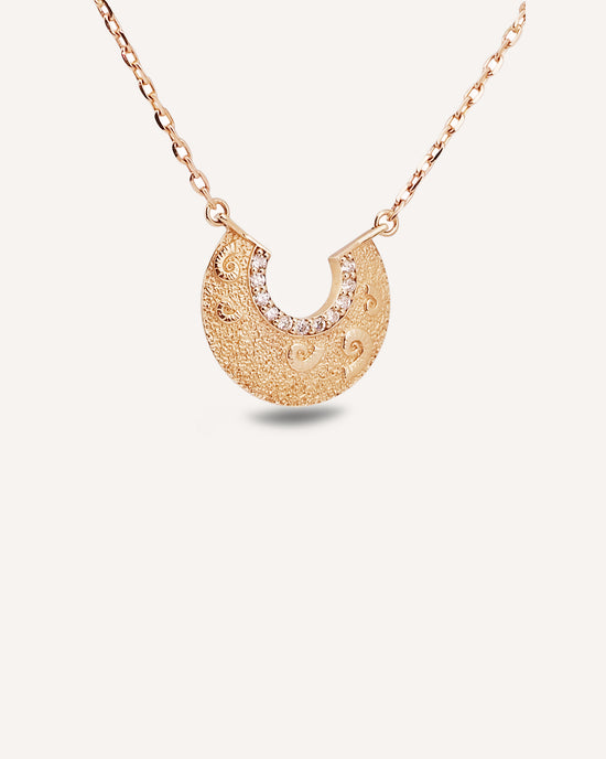 Shell Luna Necklace with Diamonds