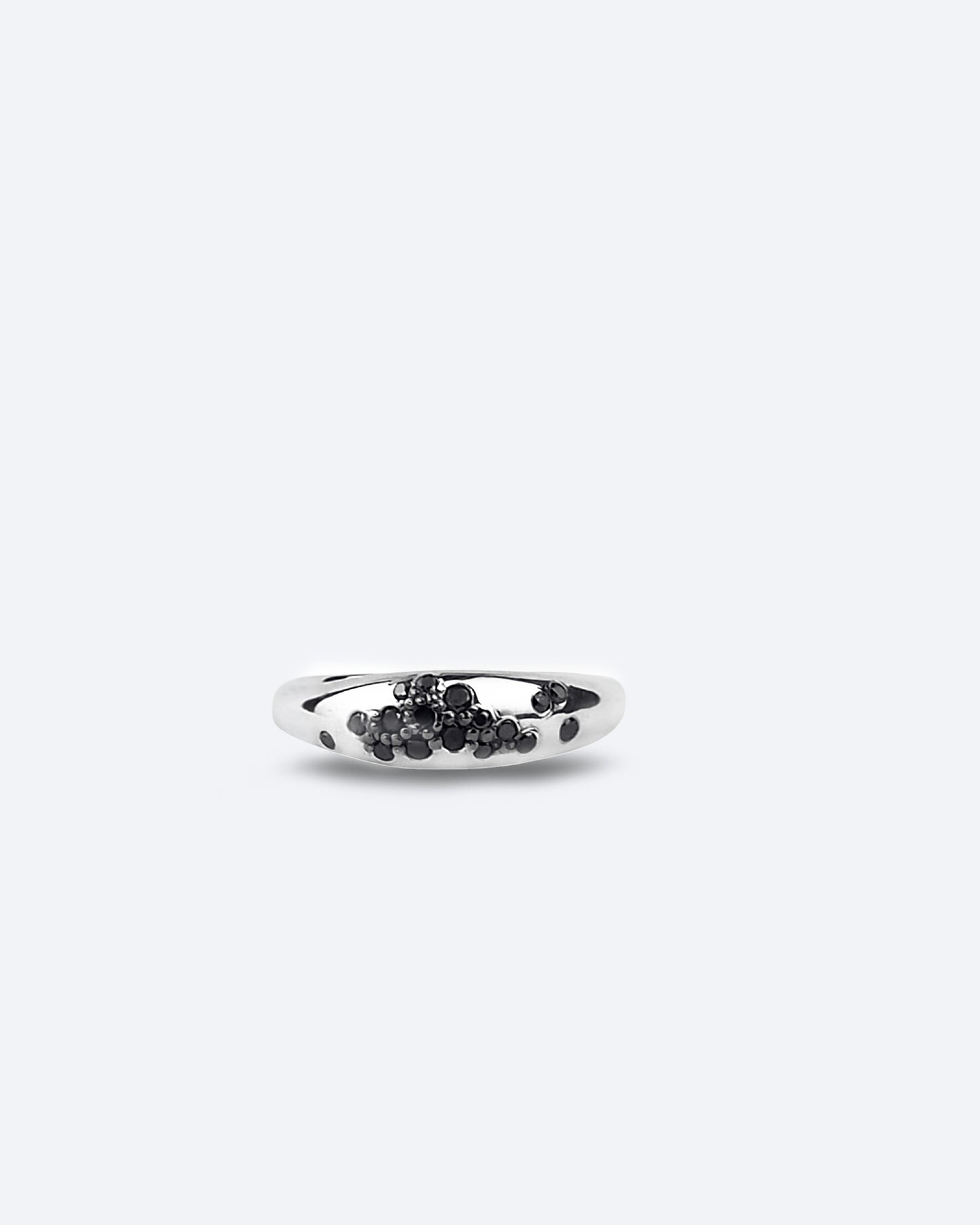 Galaxy Mini Dome Ring — Silver with Black Diamonds