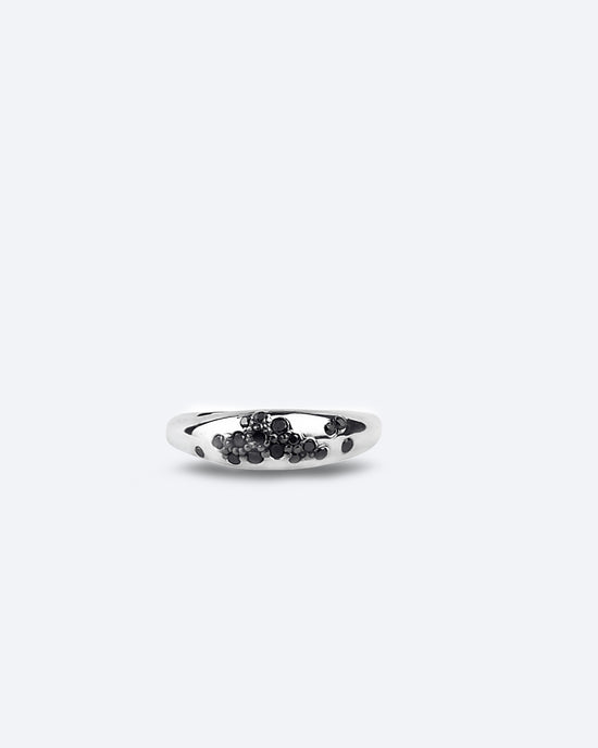 Galaxy Mini Dome Ring — Silver with Black Diamonds