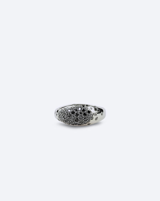 Galaxy Dome Ring — White Gold with Black Diamonds