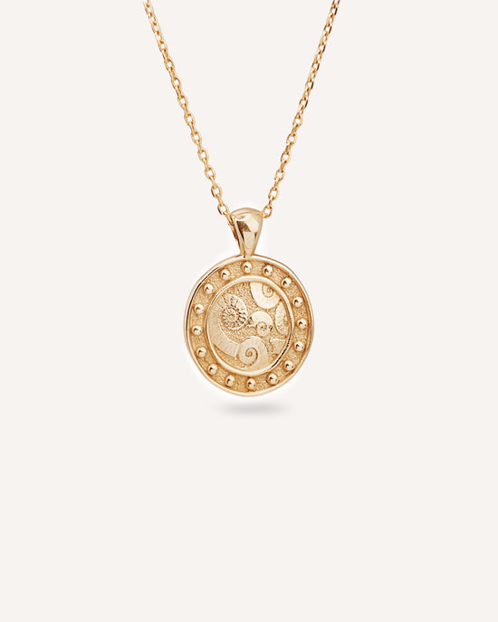 Shell Coin Pendant in Gold