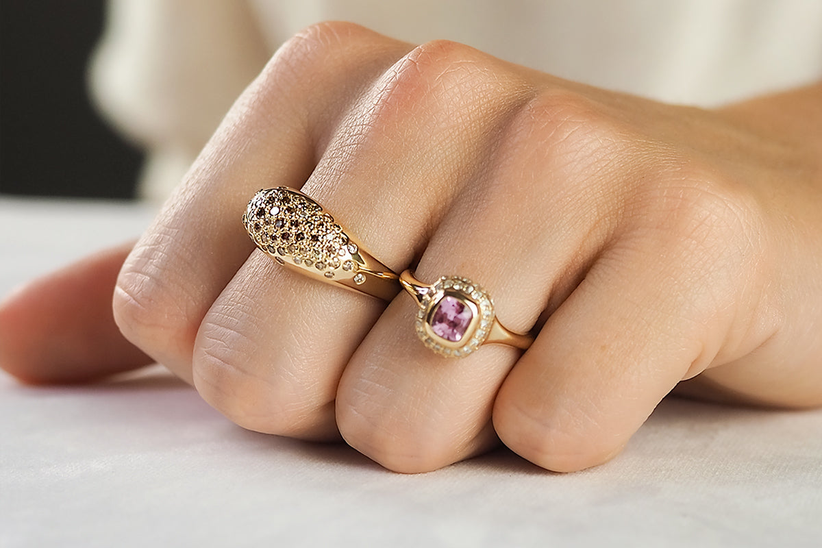 Galaxy Dome Ring — Gold with Champagne Diamonds