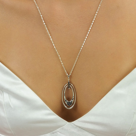 Galaxy Pendant — Silver with Black Diamonds