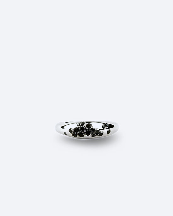 Galaxy Mini Dome Ring — Silver with Black Diamonds