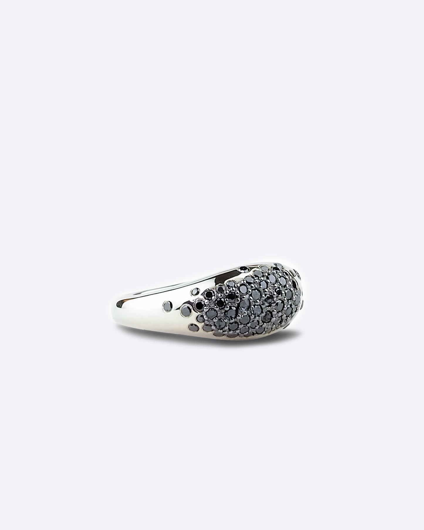 Galaxy Dome Ring — White Gold with Black Diamonds