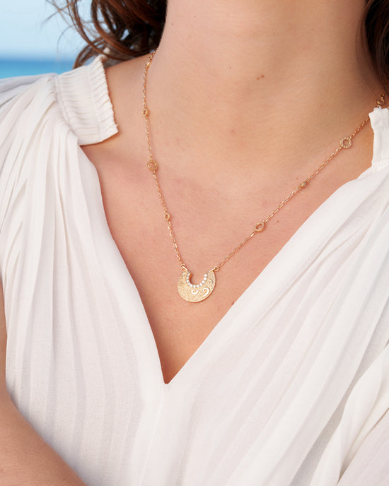 Shell Luna Necklace with Diamonds