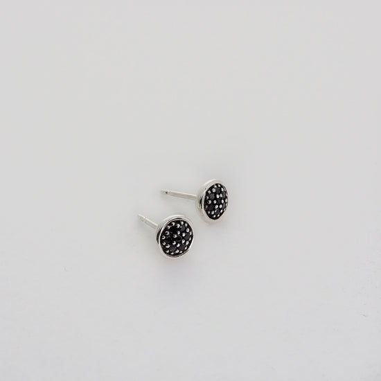 Petit Pastille earrings Sterling Silver with black diamonds