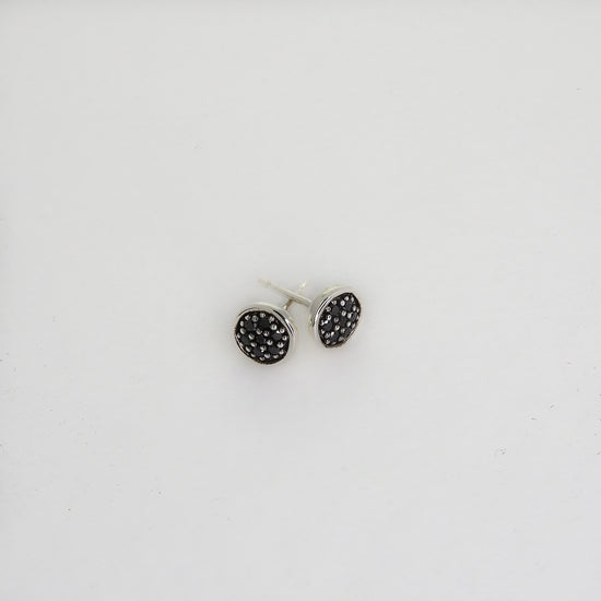 Petit Pastille earrings Sterling Silver with black diamonds