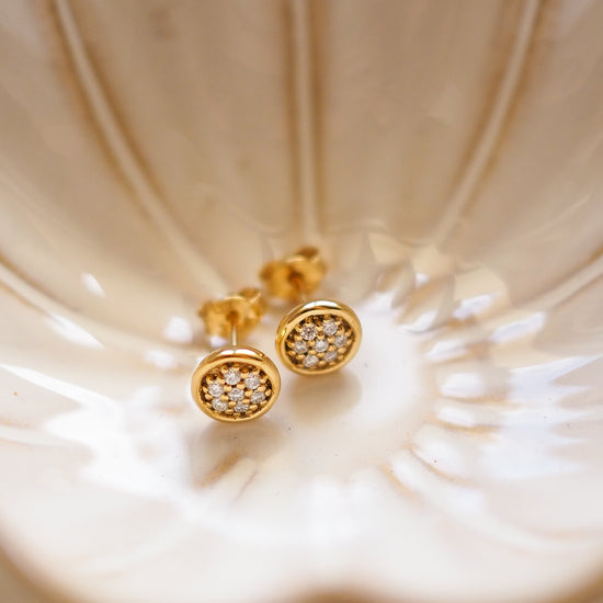 PETITE PASTILLE earrings 18K gold vermeil with white Moissanites