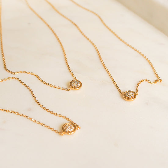 PETITE PASTILLE necklace 18K gold vermeil with white moissanites