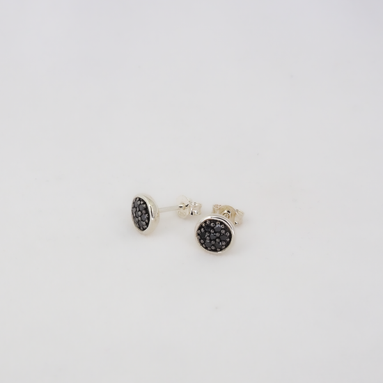 Petit Pastille earrings Sterling Silver with black diamonds