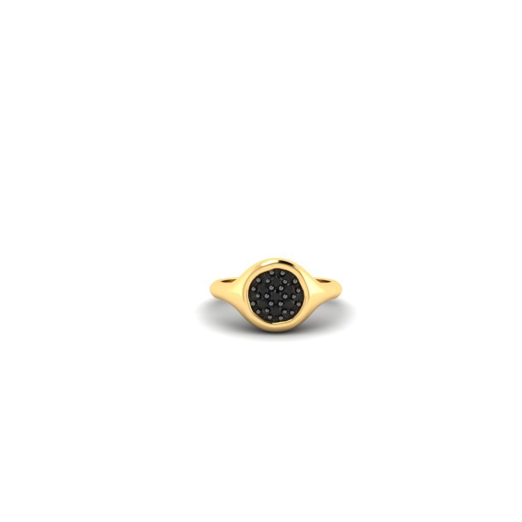 #Petit Pastille Pinky ring 9K solid gold with black diamonds# - Mirandum Jewellery