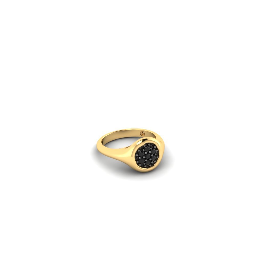 #Petit Pastille Pinky ring 9K solid gold with black diamonds# - Mirandum Jewellery