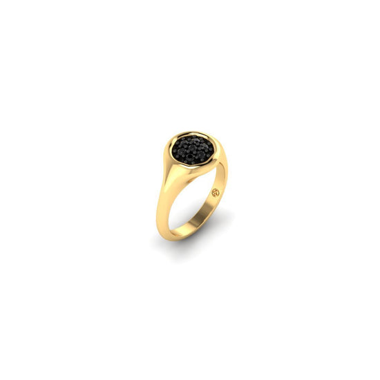 #Petit Pastille Pinky ring 9K solid gold with black diamonds# - Mirandum Jewellery